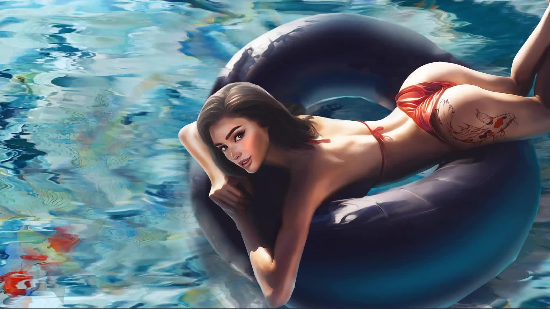 Summer Girl in Donut Live Wallpaper
