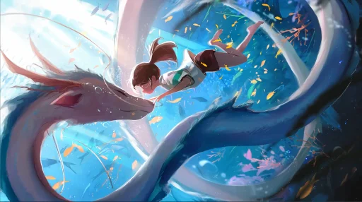 Girl And Water Dragon Live Wallpaper