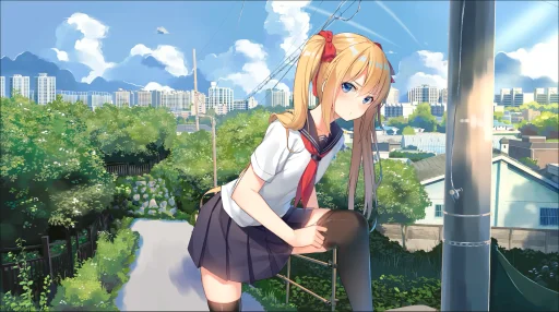 Anime Twinails Girl - Adjusting Stockings Live Wallpaper