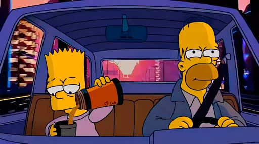 Bart & Homer Chill Drive 4K Live Wallpaper