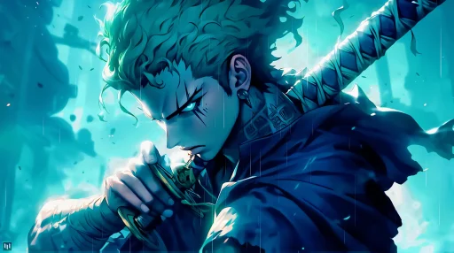 Roronoa Zoro on Rain Live Wallpaper