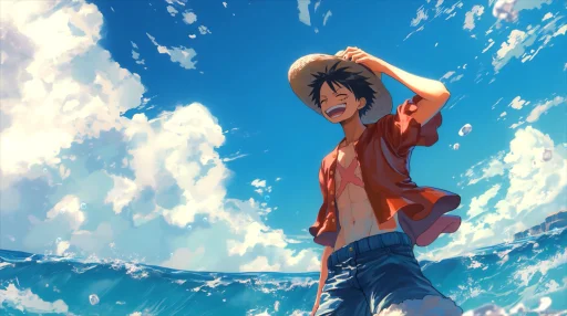 One Piece - Luffy Enjoying Beach Live Wallpaper