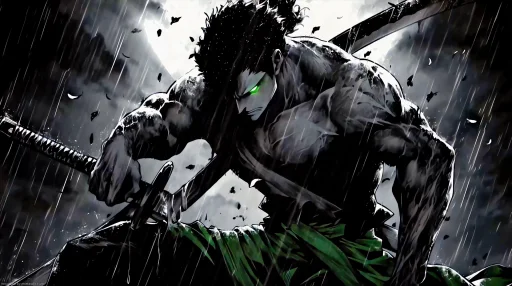 Zoro Monochrome - One Piece Live Wallpaper