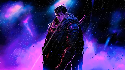 Berserk Guts in Rain Live Wallpaper
