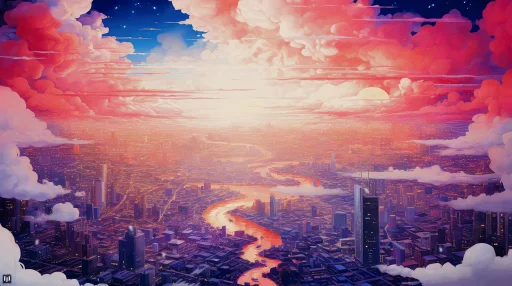 Sunset City Dreamscape - Live Wallpaper