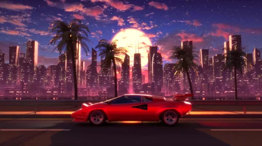 Synthwave Drive by Visualdon Live Wallpaper