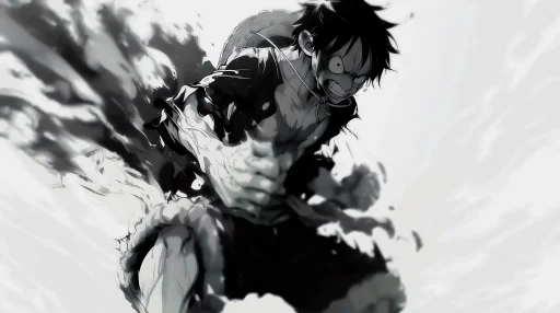 Monochrome Fury: Luffys Rage Live Wallpaper