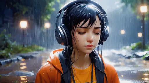 Rain Jazz Girl 3D Live Wallpaper