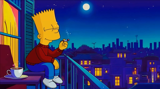 Lofi Bart Smoke Live Wallpaper