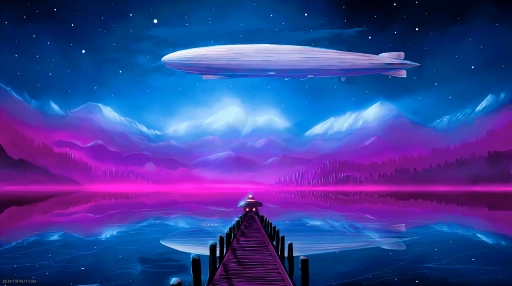 Zeppelin Over The Lake Live Wallpaper