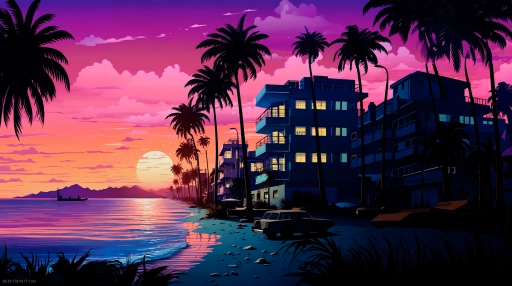 Retrowave Beach Live Wallpaper