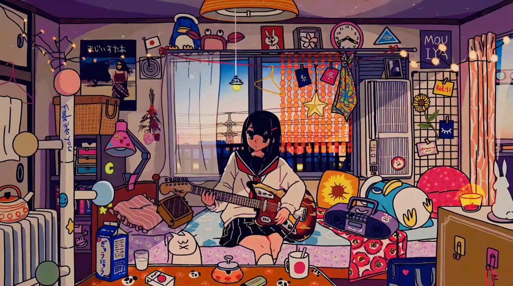 Girl Playing Guitar Live Wallpaper