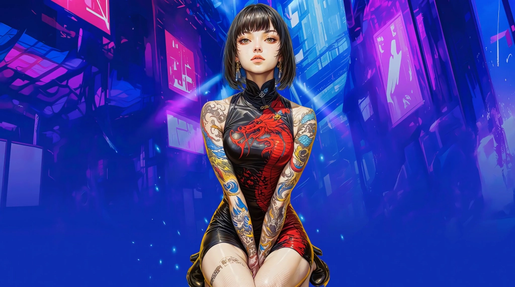 Dragon Girl With Tattoos Live Wallpaper
