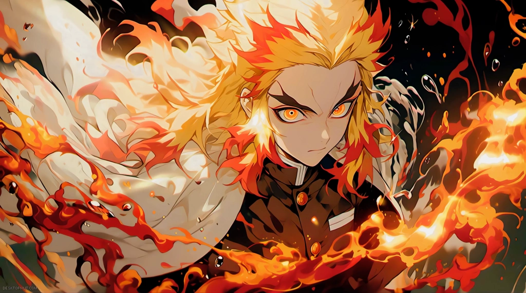 Kyojuro Rengoku Flames Live Wallpaper