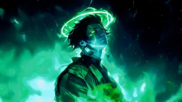 Tanjiro Green Circle Live Wallpaper