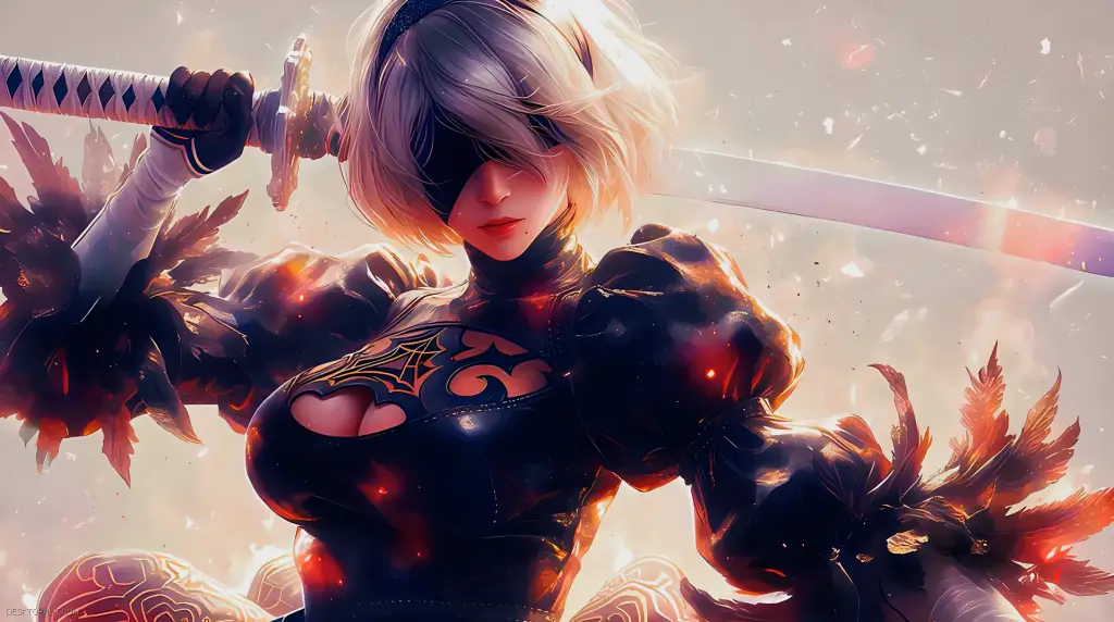 Nier Automata 2B With Sword Live Wallpaper