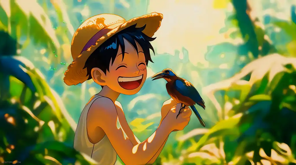 Luffy One Piece Bird Friendship Live Wallpaper