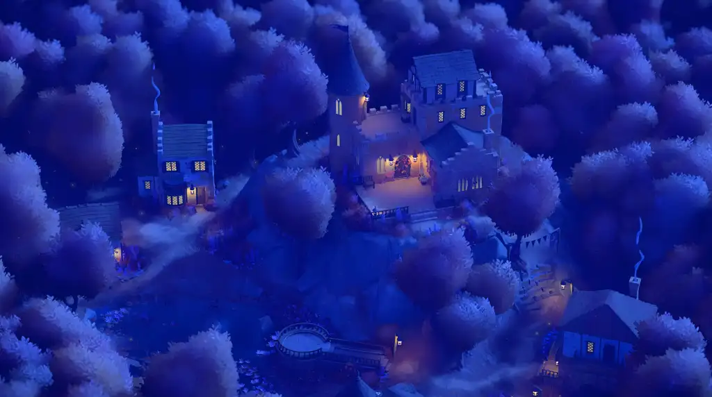 Autumn Hilltop Castle - Night Live Wallpaper