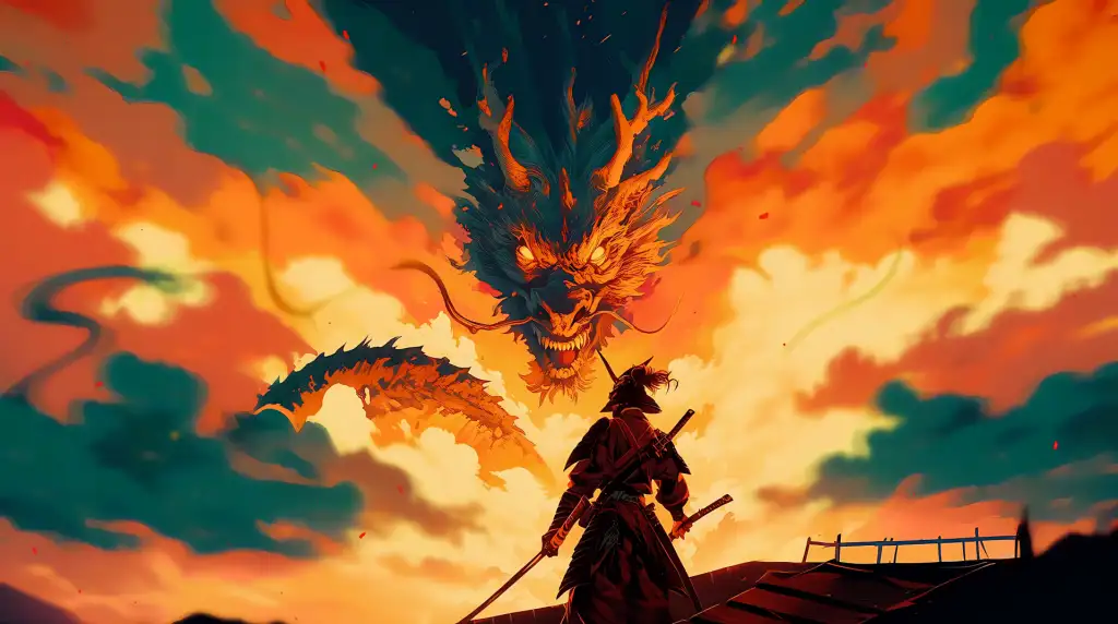 Flaming Dragon Samurai Live Wallpaper