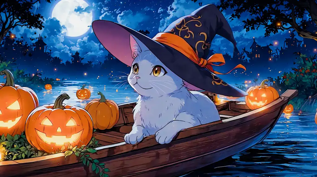The Cutest Witchy Cat Live Wallpaper