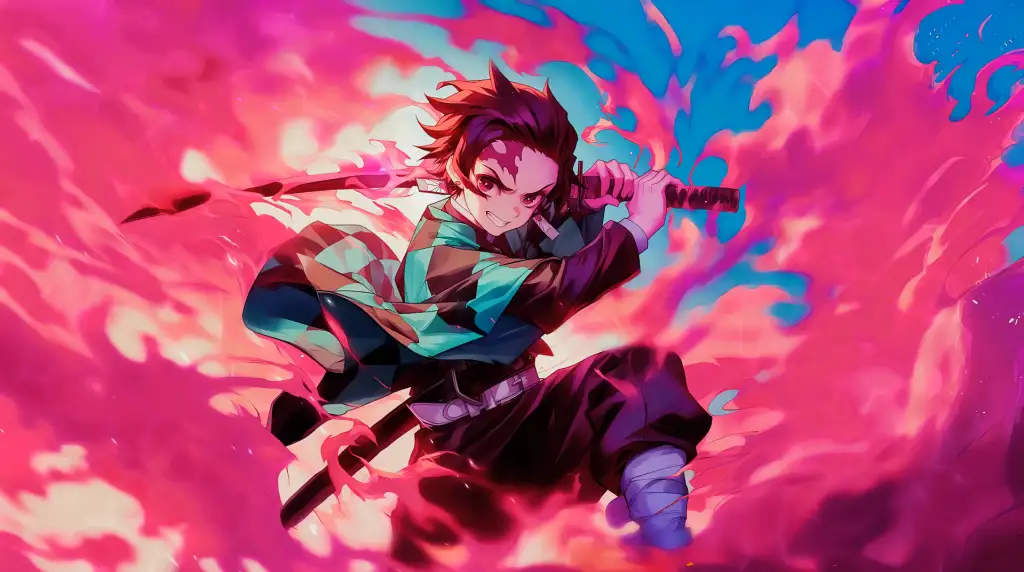 Tanjiro Kamado Pink Live Wallpaper