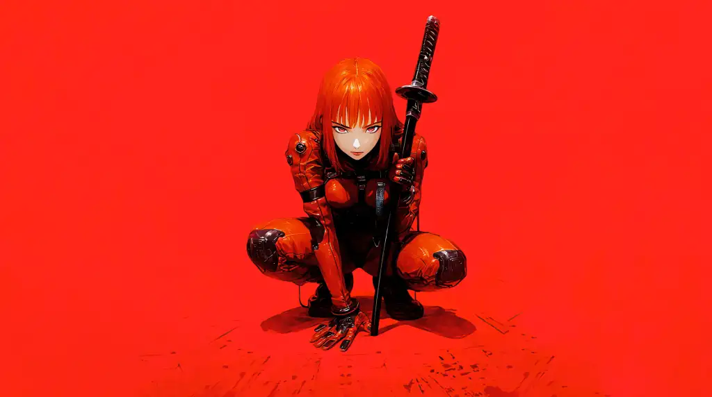 Red Girl With Katana Live Wallpaper