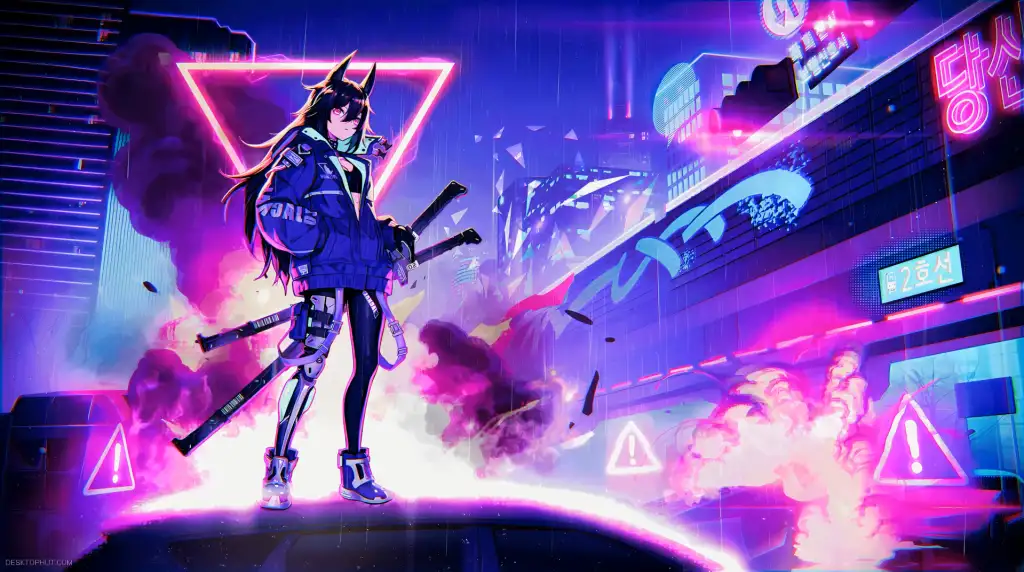 Purple Neon Samurai - Live Wallpaper