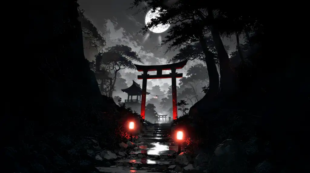 Black and White - Red Torii Gate Live Wallpaper