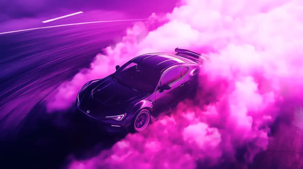 Purple & Pink: Car in Smoke Live Wallpaper