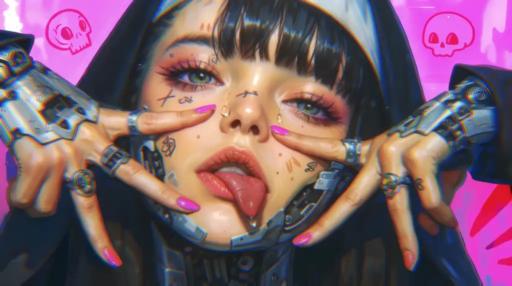 Nun With Cybernetic Hands Live Wallpaper