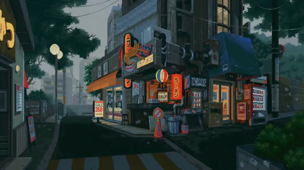 Japanese Pixel City Live Wallpaper