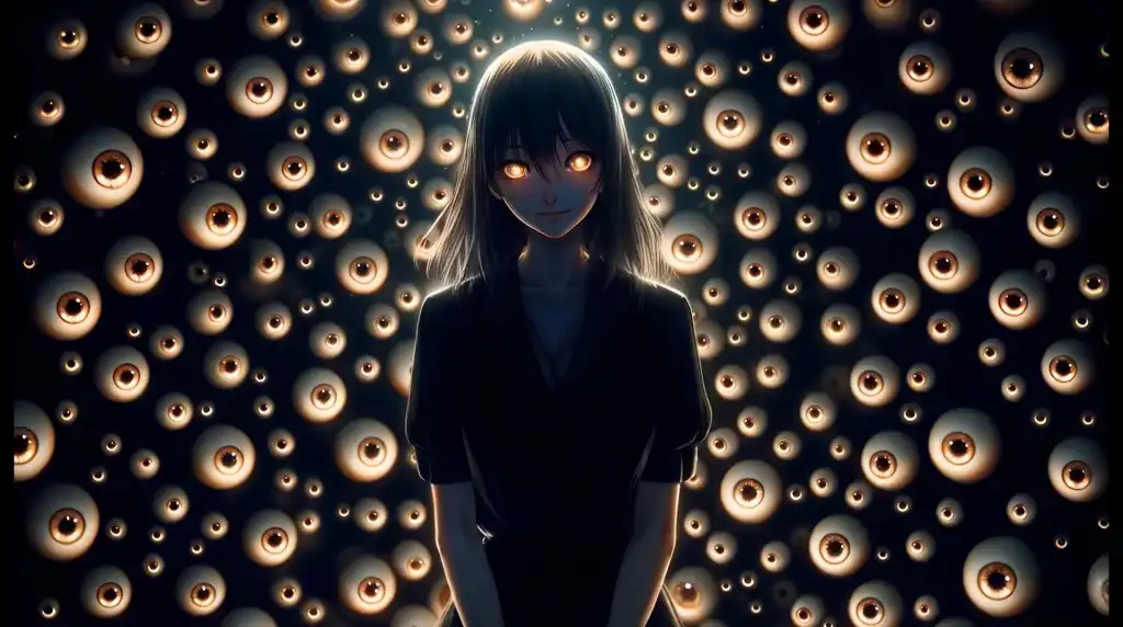 Mysterious Anime Girl with Glowing Eyes Live Wallpaper