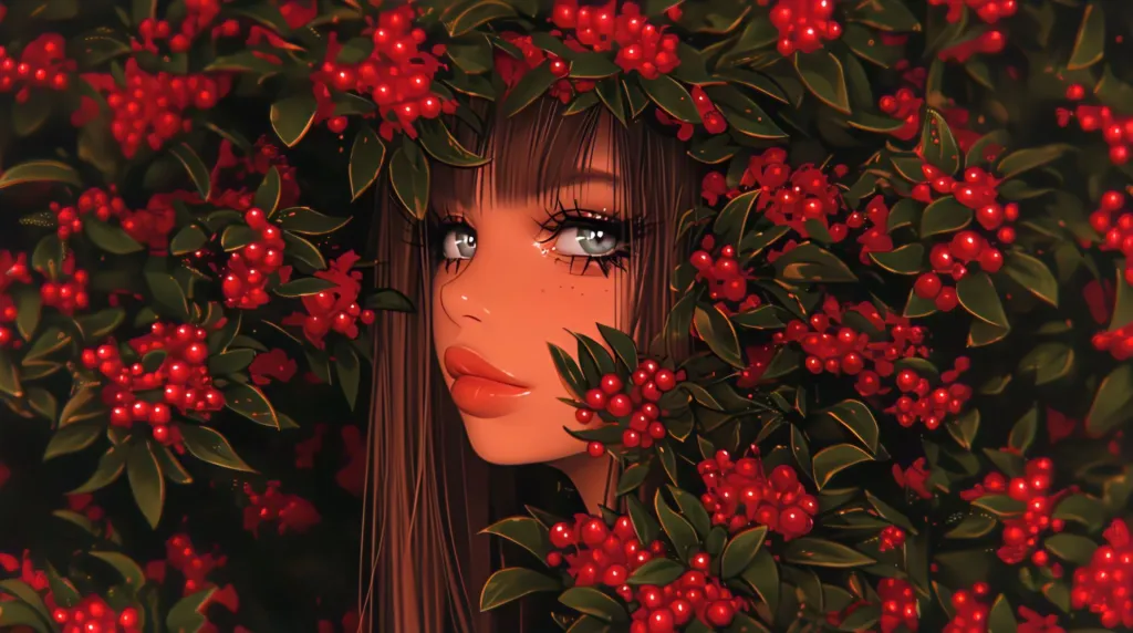 Girl With Red Berries Live Wallpaper