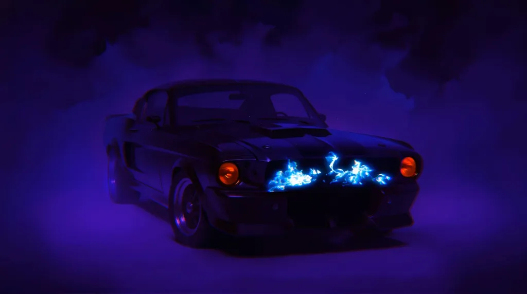Blue Flame Mustang Live Wallpaper