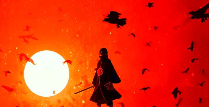 Itachi Crow Sunset Silhouette Live Wallpaper
