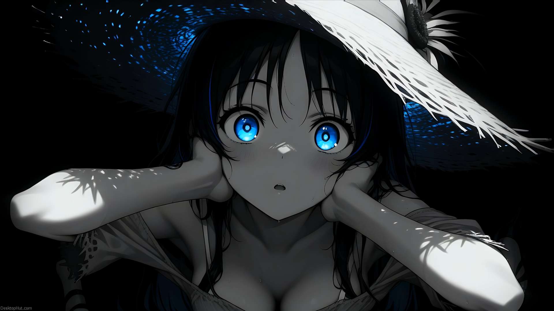 Surprised Anime Girl with Blue Eyes Live Wallpaper