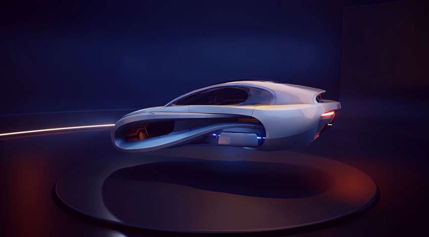 White Hover Car on Display Live Wallpaper