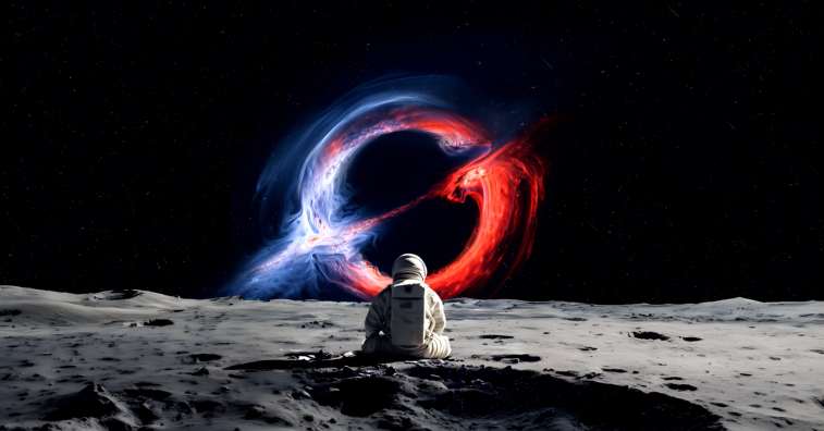 Astronaut vs Colorful Black Hole Live Wallpaper