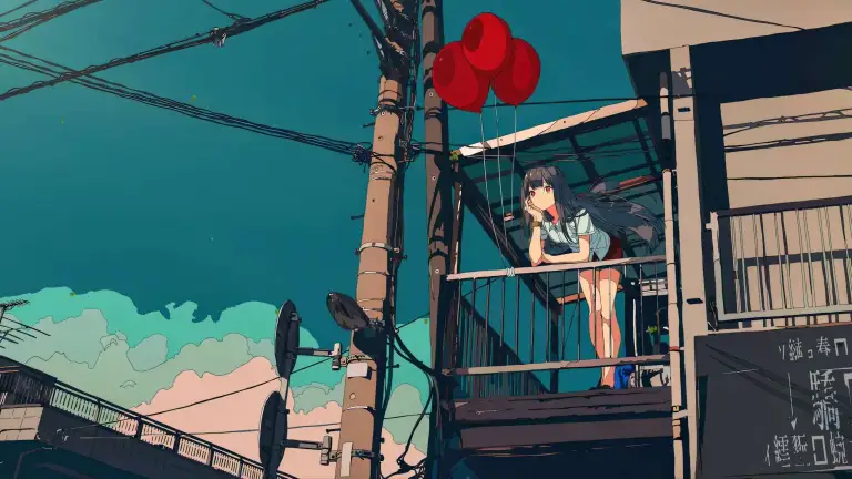 Anime Balcony Sunset Live Wallpaper