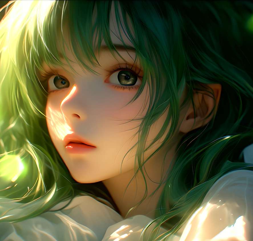 Green-Haired Girl in Sunlight Live Wallpaper