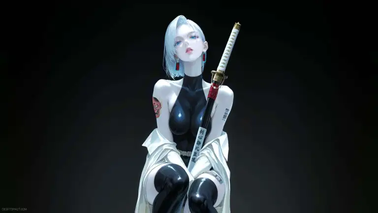 White Haired Warrior Girl Live Wallpaper