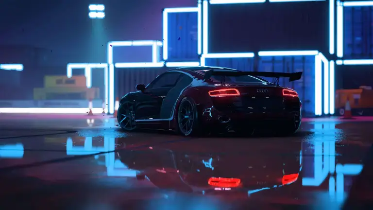 Neon Sports Car Night Live Wallpaper