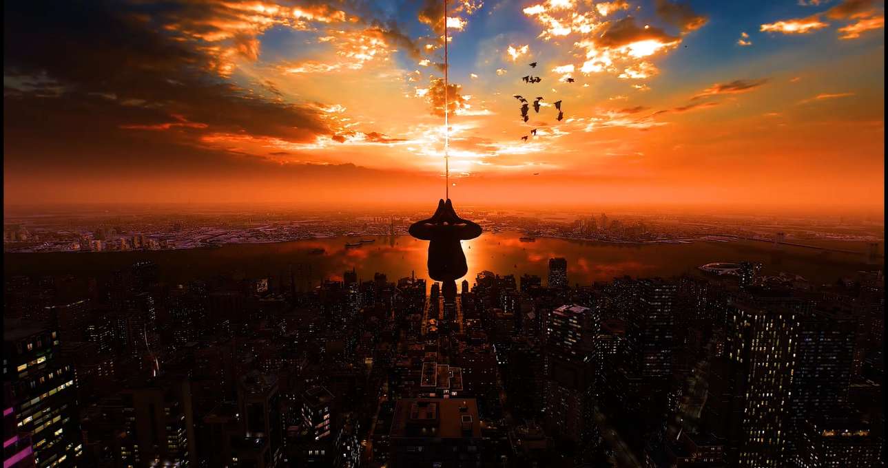 Spiderman Swing Over Sunset City Live Wallpaper