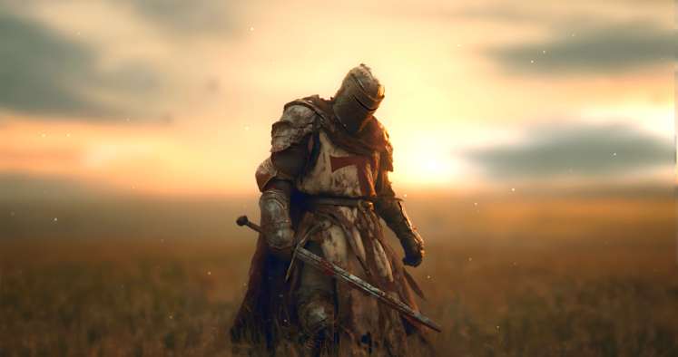 Lone Knight at Sunset Animated Wallpaper