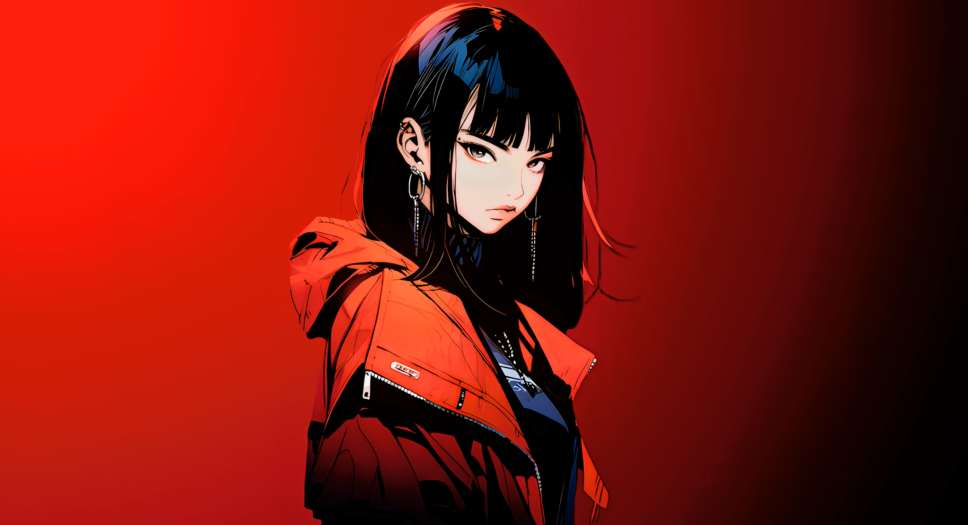 Girl in Red Hoodie Live Wallpaper