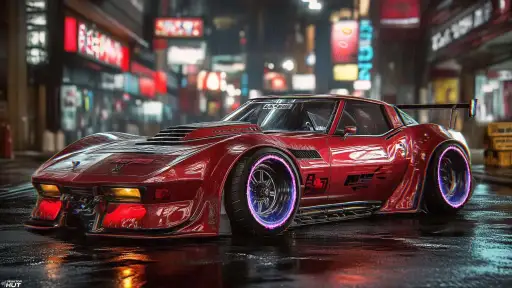 Red Cyberpunk Car Live Wallpaper