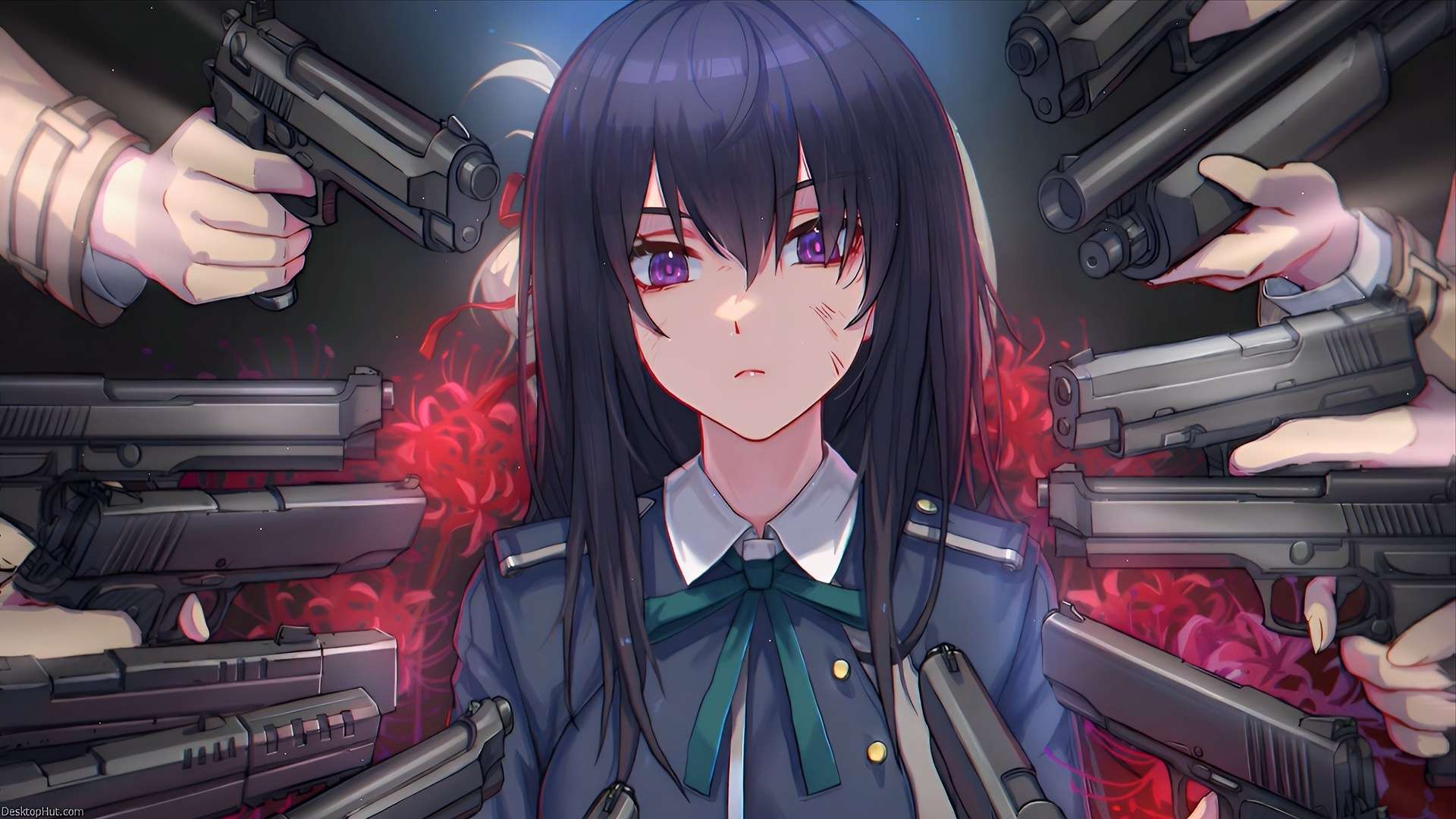 Intense Anime Girl with Guns Live Wallpaper