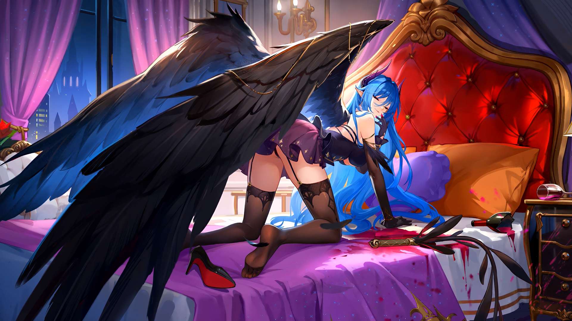 Velvet Wings – Blue-Haired Enchantress Live Wallpaper