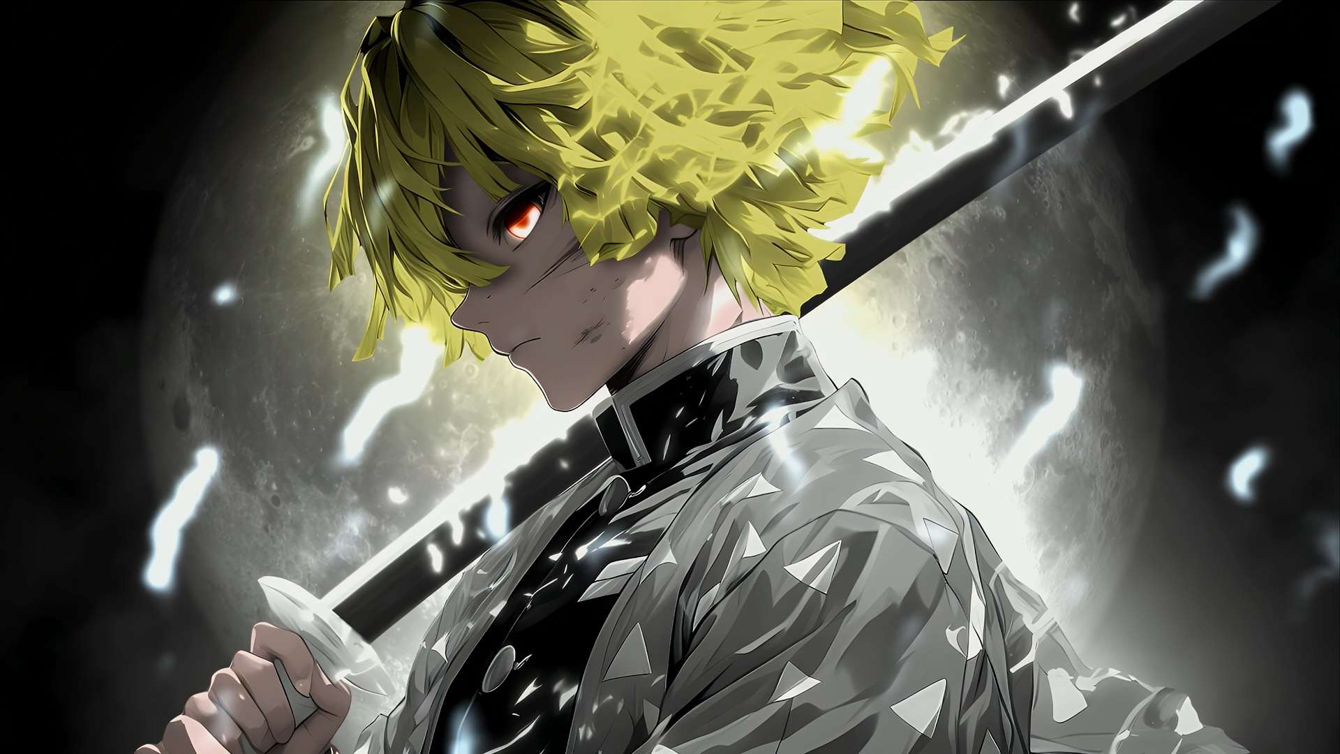 Zenitsu’s Blade Drawn in Demon Slayer Live Wallpaper