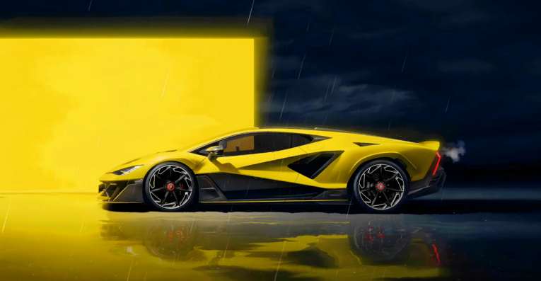 Yellow Lambo in Rain Live Wallpaper